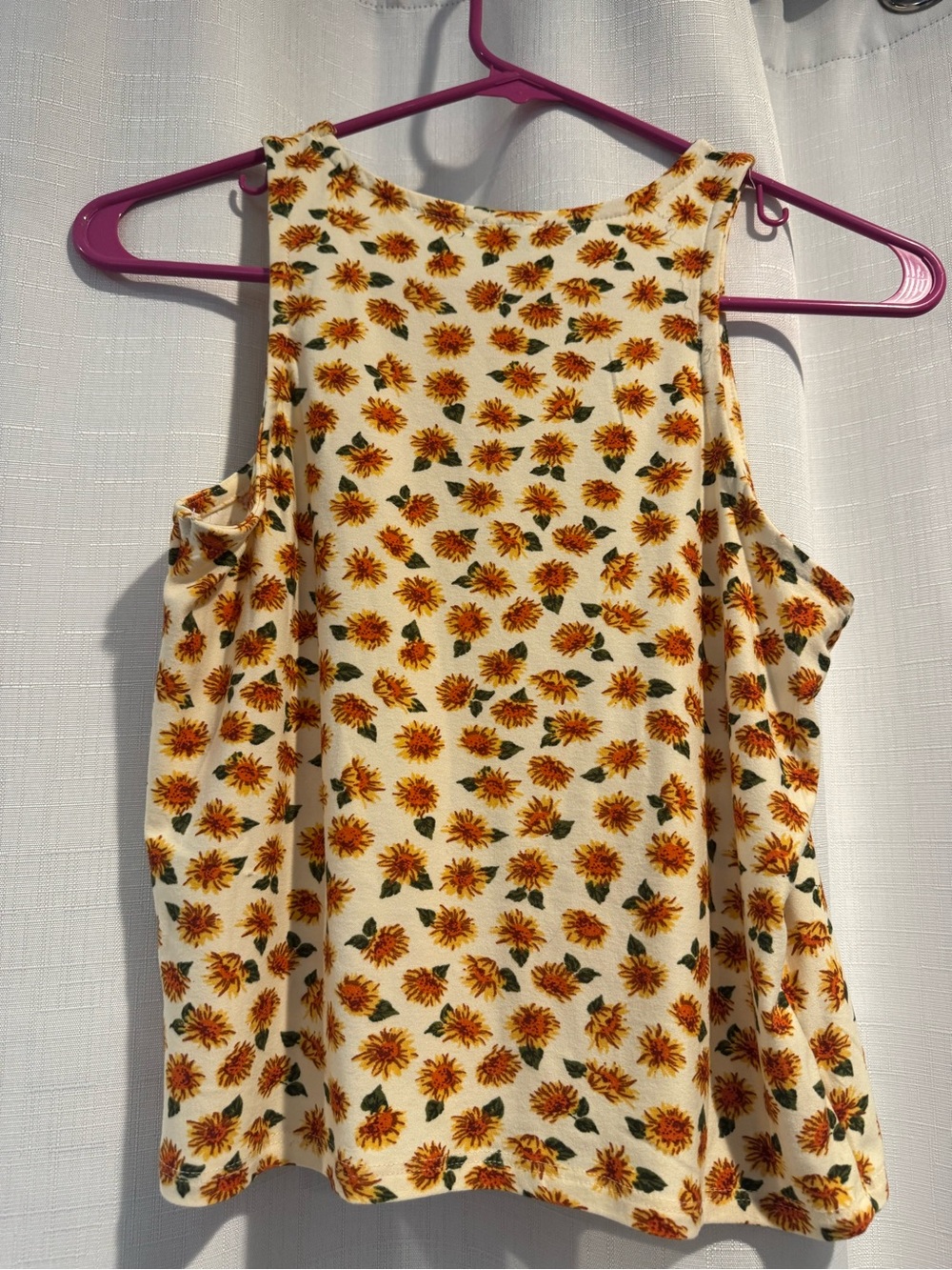 Derek Heart Cream Sunflower Print Tank Top M